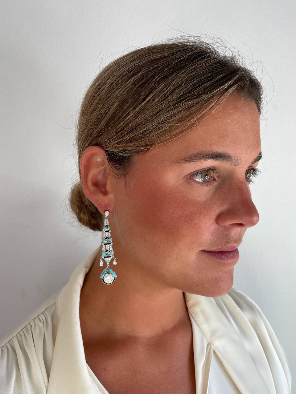 Pendientes ROSARIO largos estilo art decó multicolor