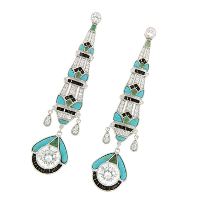 Pendientes ROSARIO largos estilo art decó multicolor