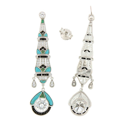 Pendientes ROSARIO largos estilo art decó multicolor