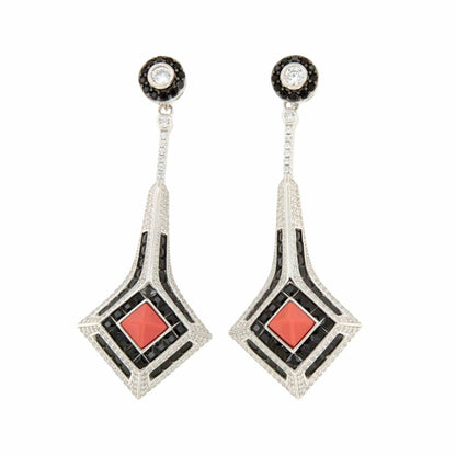 Pendientes CONTOY desmontables, largos en onix y coral