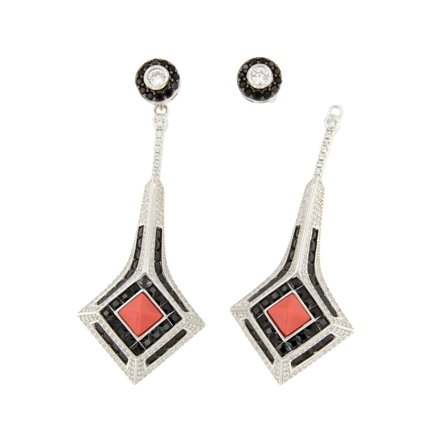 Pendientes CONTOY desmontables, largos en onix y coral