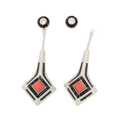 Pendientes CONTOY desmontables, largos en onix y coral