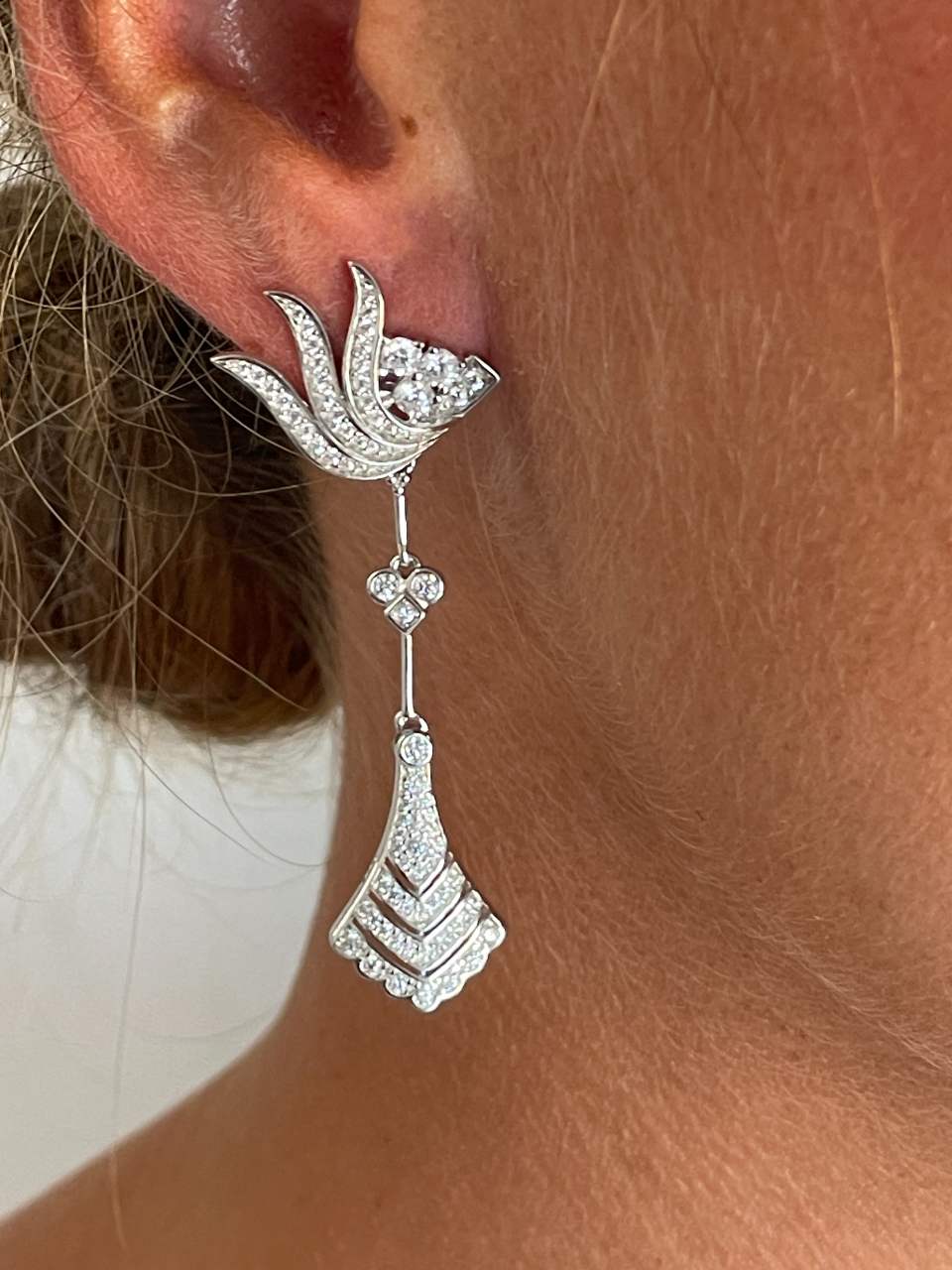 Colgantes TAGANGA , para pendientes desmontables en plata con circonitas