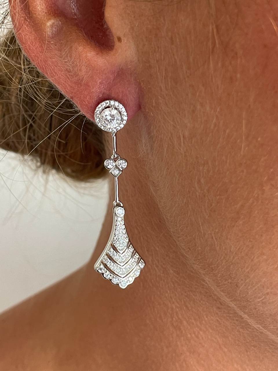 Colgantes TAGANGA , para pendientes desmontables en plata con circonitas