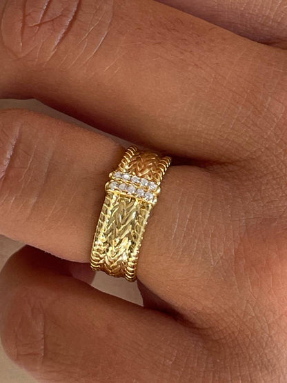 Anillo COZUMEL plata con baño de oro 18 kilates y circonita