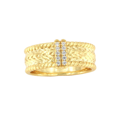 Anillo COZUMEL plata con baño de oro 18 kilates y circonita