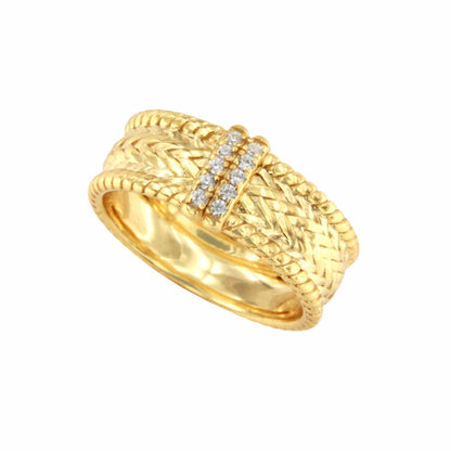 Anillo COZUMEL plata con baño de oro 18 kilates y circonita