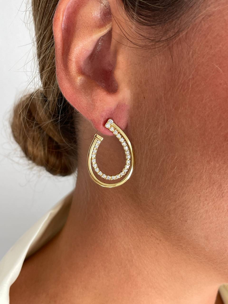 Argollas CONTADORA en plata 1ª ley bañada oro y circonitas