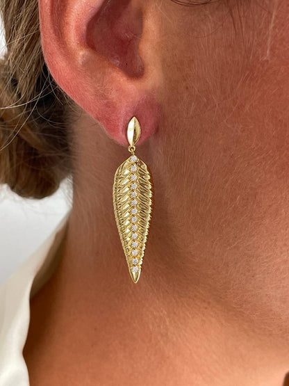 Pendientes ABACO, hojas en plata 1ª ley bañada