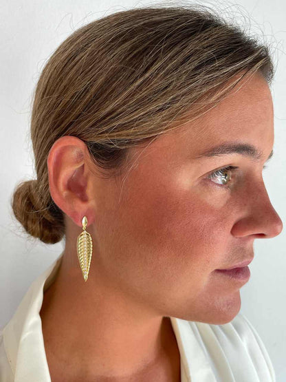 Pendientes ABACO, hojas en plata 1ª ley bañada