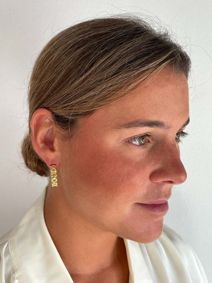 Argollas NASSAN, eslabón panther en plata 1ª ley bañada oro