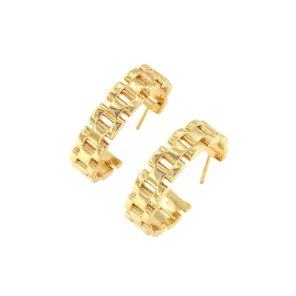 Argollas NASSAN, eslabón panther en plata 1ª ley bañada oro