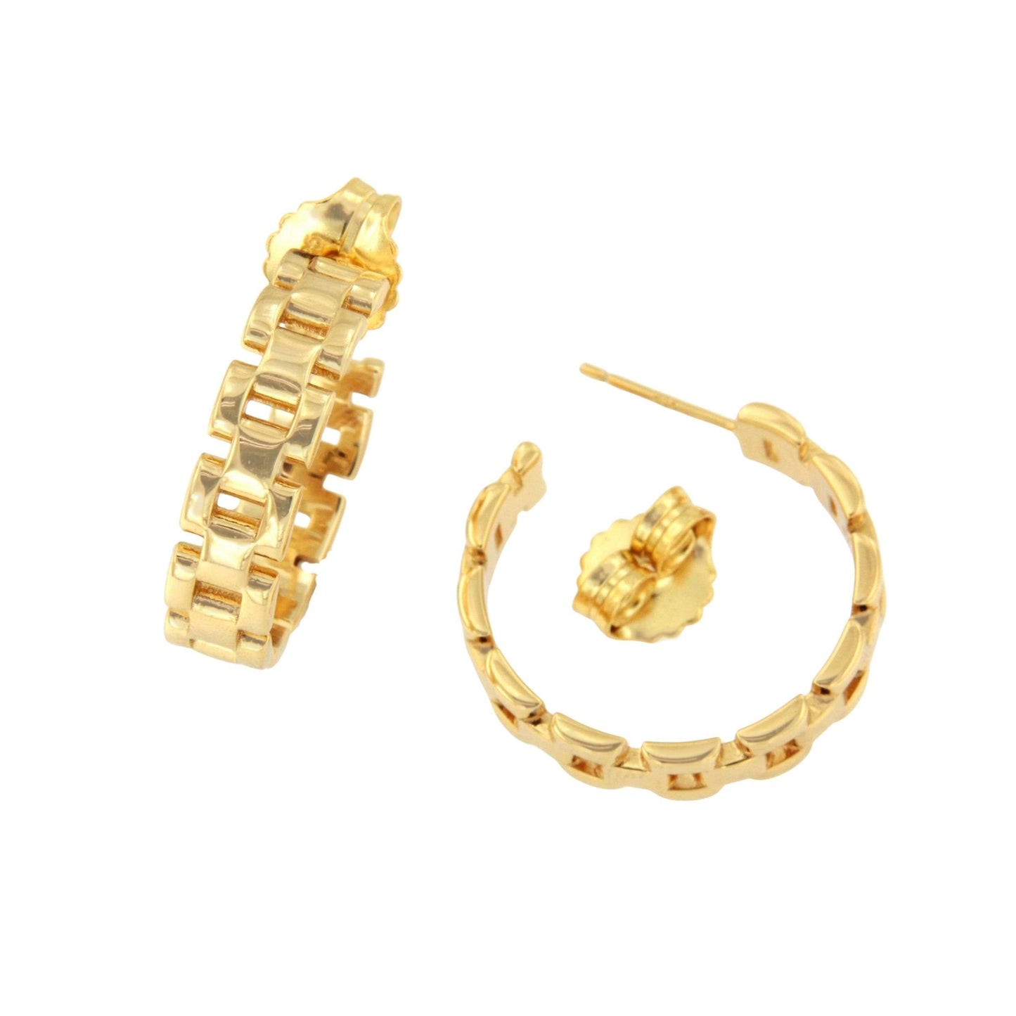 Argollas NASSAN, eslabón panther en plata 1ª ley bañada oro