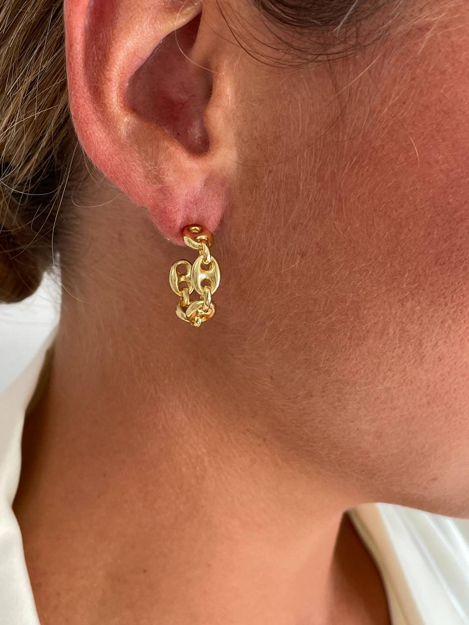 Argollas SAINTES, nudo de barco en plata 1ª ley bañada oro