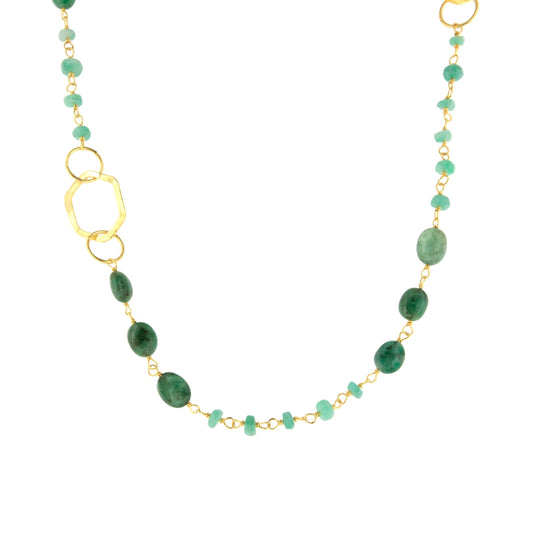Collar MENTA en plata de 1º ley con baño de oro 18 ktes esmeraldas