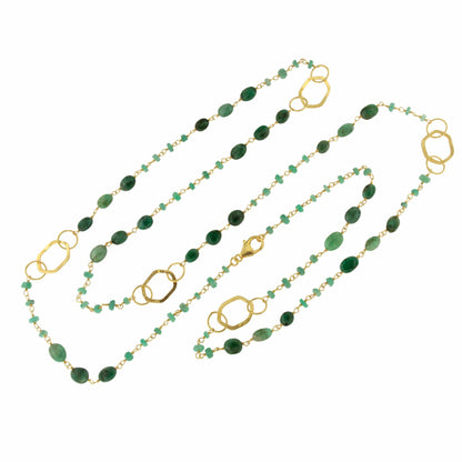 MELON necklace in sterling silver with 18k gold plating and emeralds