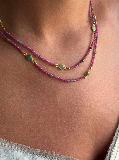 Coca-Cola necklace in sterling silver with 18k gold plating and tourmaline