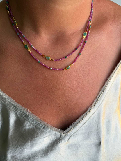 Coca-Cola necklace in sterling silver with 18k gold plating and tourmaline
