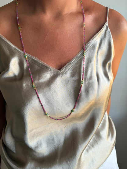 Coca-Cola necklace in sterling silver with 18k gold plating and tourmaline