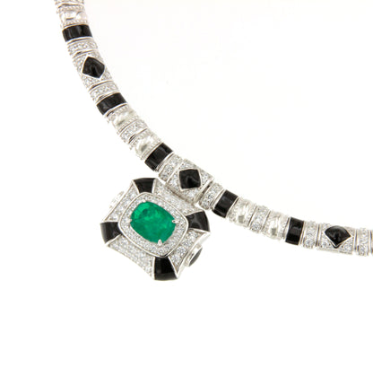 Gargantilla AMELIE en plata de 1º ley con circonitas, cuarzo esmeralda y esmalte