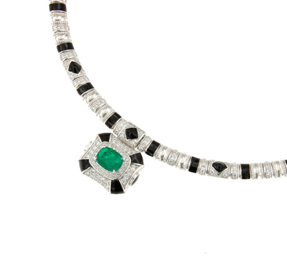 Gargantilla AMELIE en plata de 1º ley con circonitas, cuarzo esmeralda y esmalte