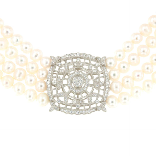 Choker SOPHIA de perlas chinas con centro de plata y circonitas