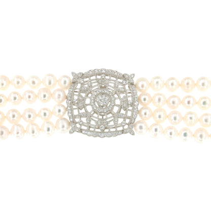 Choker SOPHIA de perlas chinas con centro de plata y circonitas