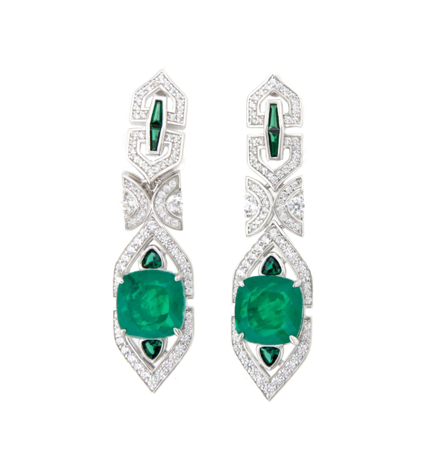 AUREA short earrings in sterling silver with emerald cubic zirconia 