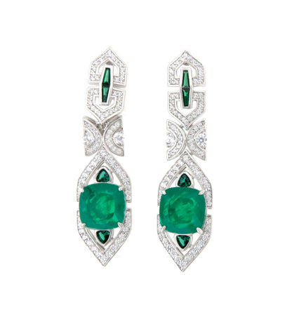 AUREA short earrings in sterling silver with emerald cubic zirconia 