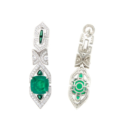 AUREA short earrings in sterling silver with emerald cubic zirconia 