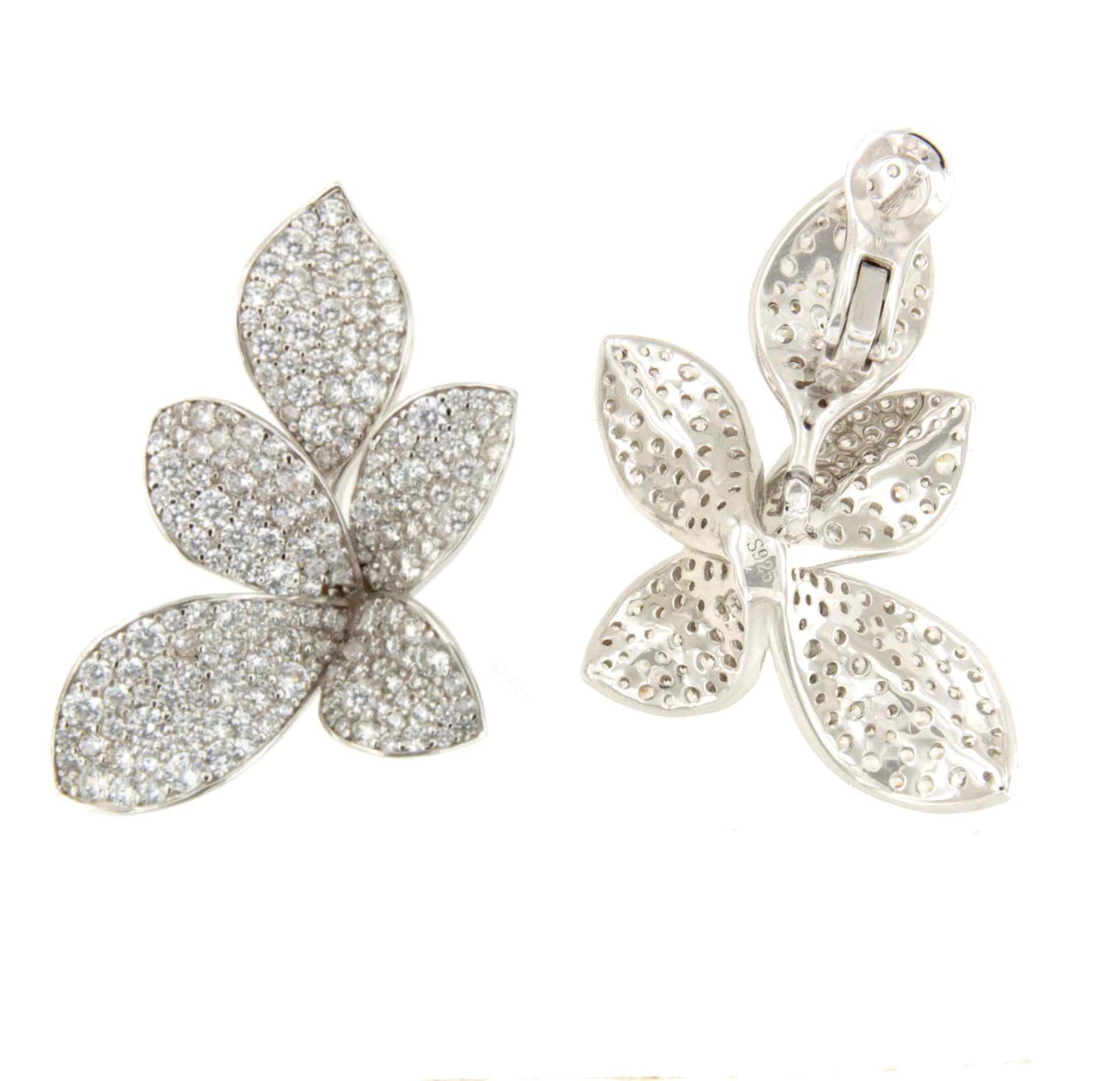 Long CLOE earrings in sterling silver with cubic zirconia