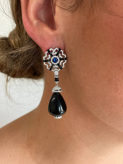 AUREA short earrings in sterling silver with emerald cubic zirconia 