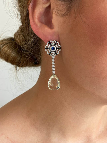 AUREA short earrings in sterling silver with emerald cubic zirconia 