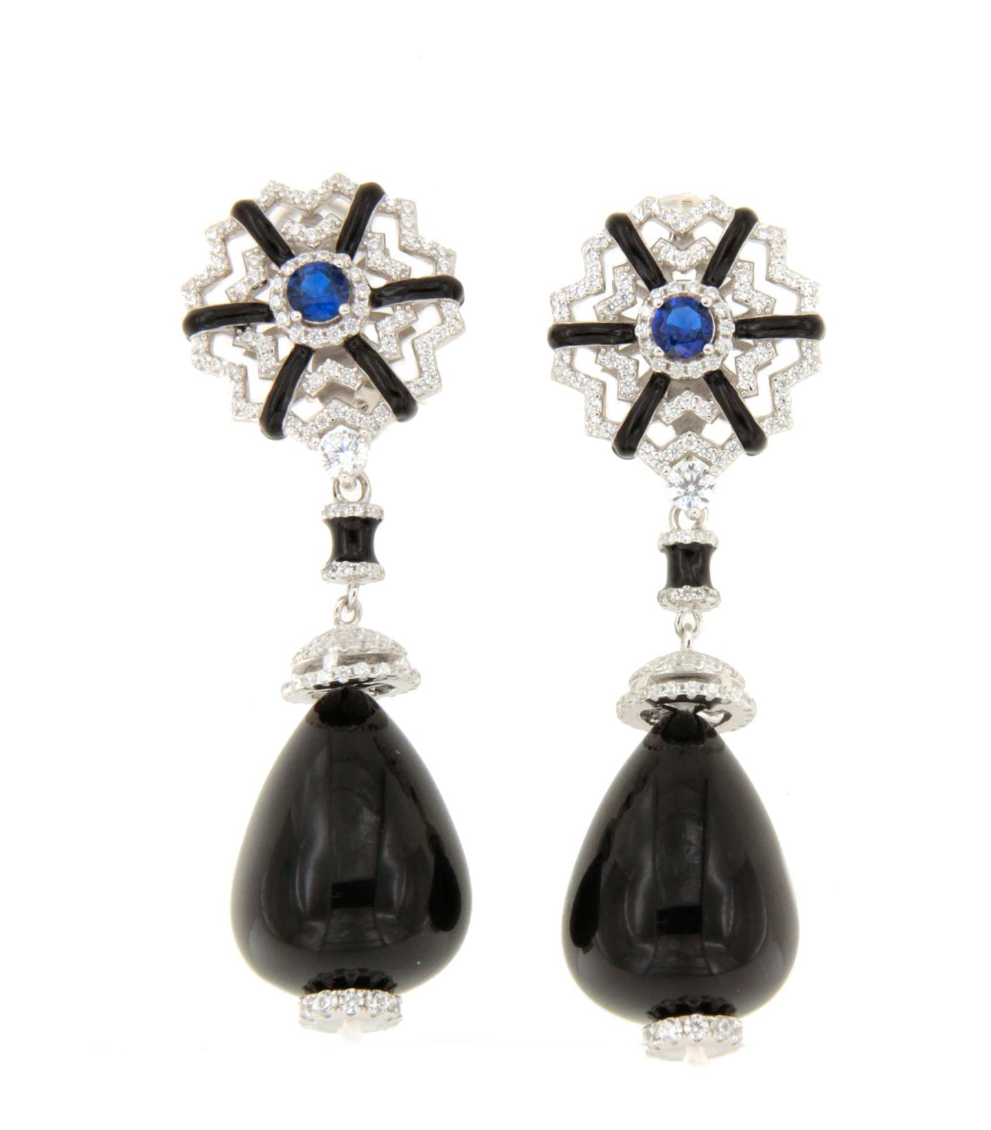 AUREA short earrings in sterling silver with emerald cubic zirconia 