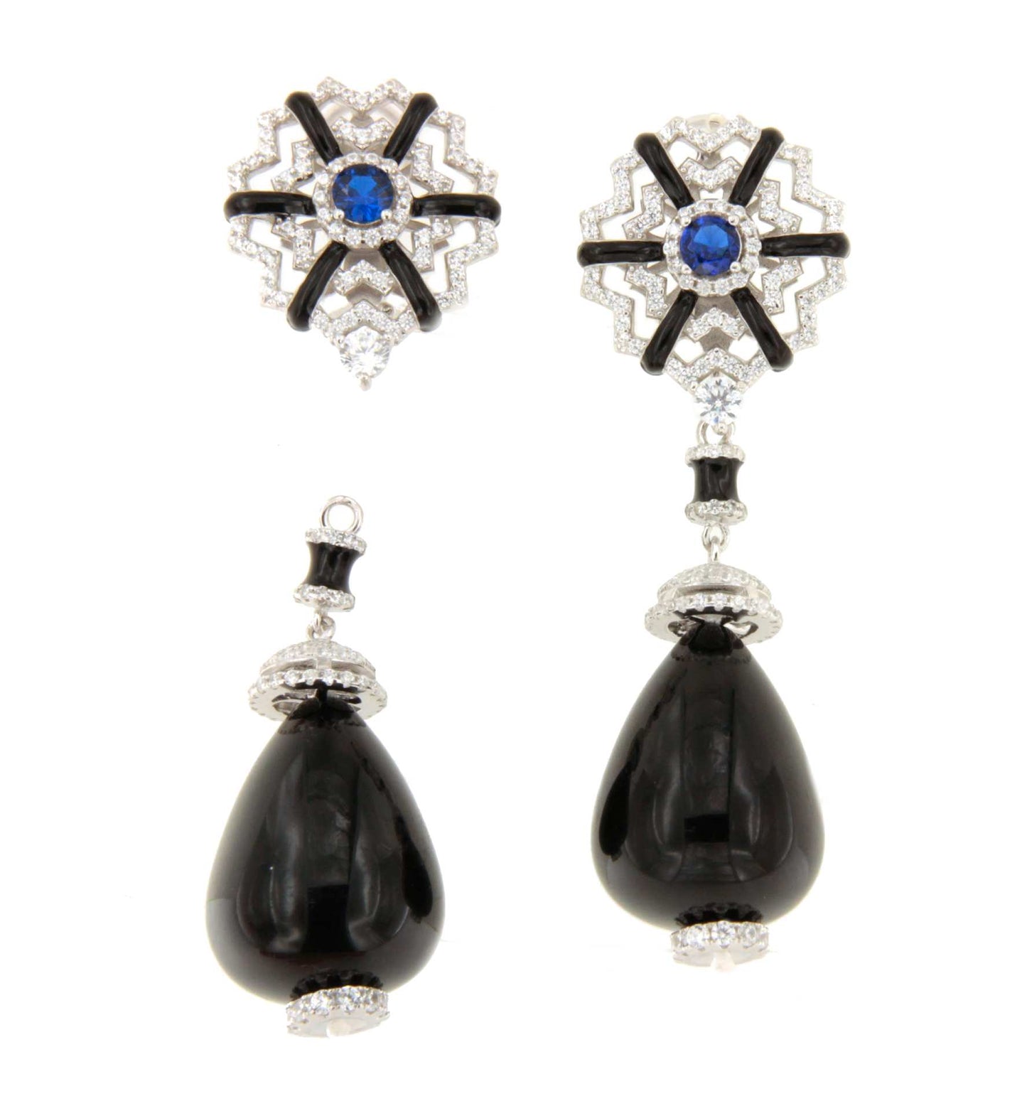 AUREA short earrings in sterling silver with emerald cubic zirconia 