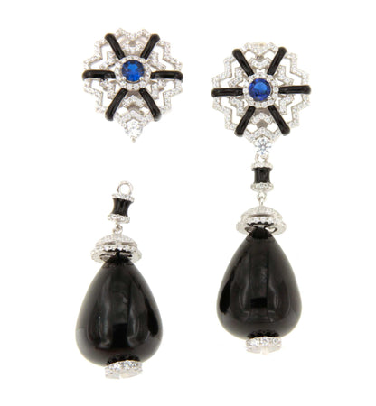 AUREA short earrings in sterling silver with emerald cubic zirconia 