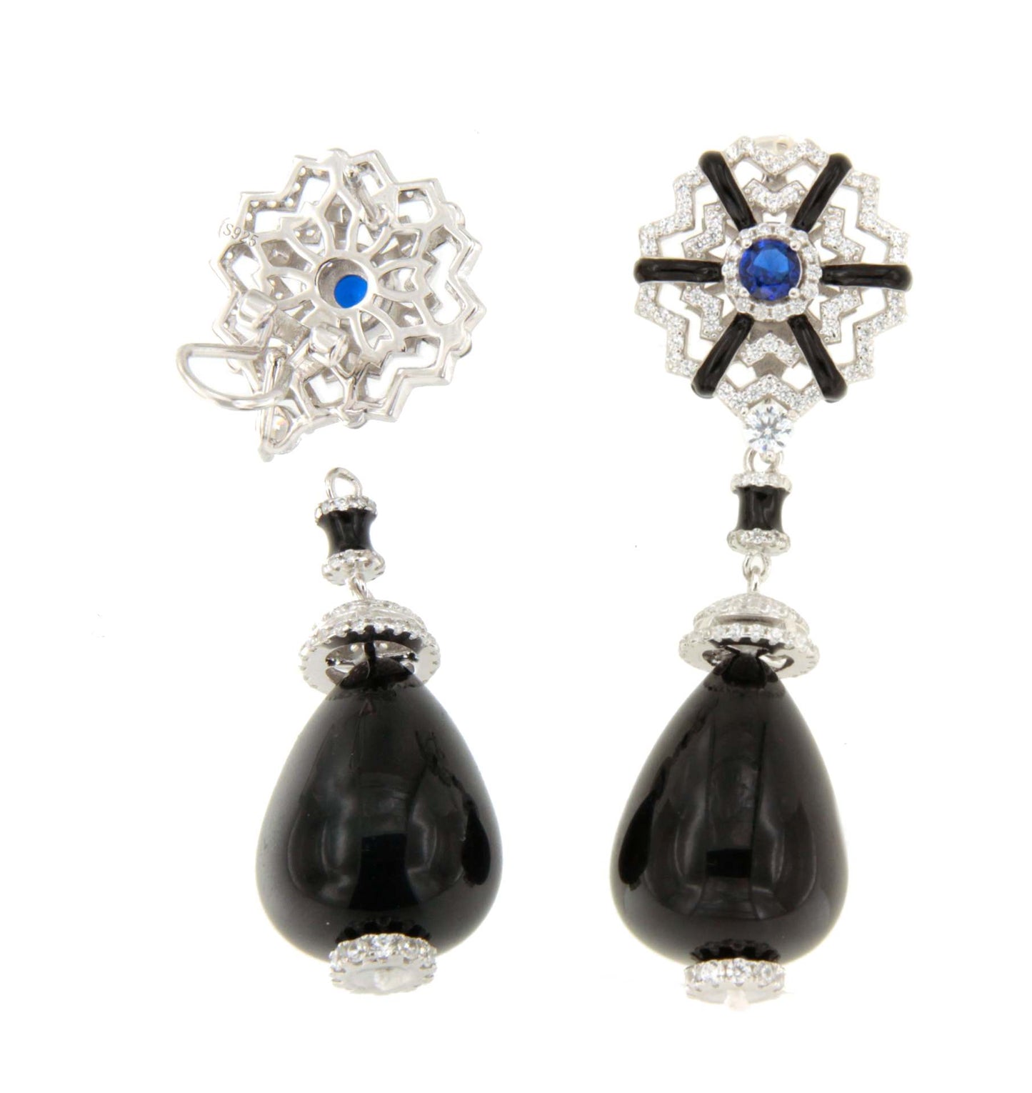 AUREA short earrings in sterling silver with emerald cubic zirconia 