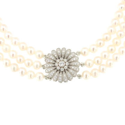 Choker LEONOR de perlas chinas con centro de plata y circonitas