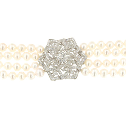 SISSI choker made of Chinese pearls with a silver center and cubic zirconia