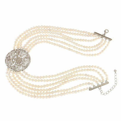 SISSI choker made of Chinese pearls with a silver center and cubic zirconia