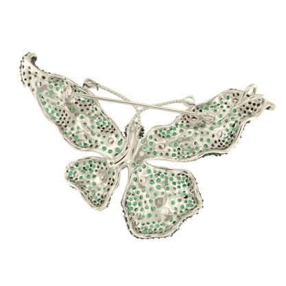 Broche FARFALLA de plata 925 ml con circonitas color rubi/ esmeralda