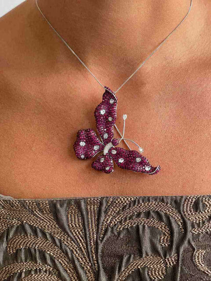 Broche FARFALLA de plata 925 ml con circonitas color rubi/ esmeralda