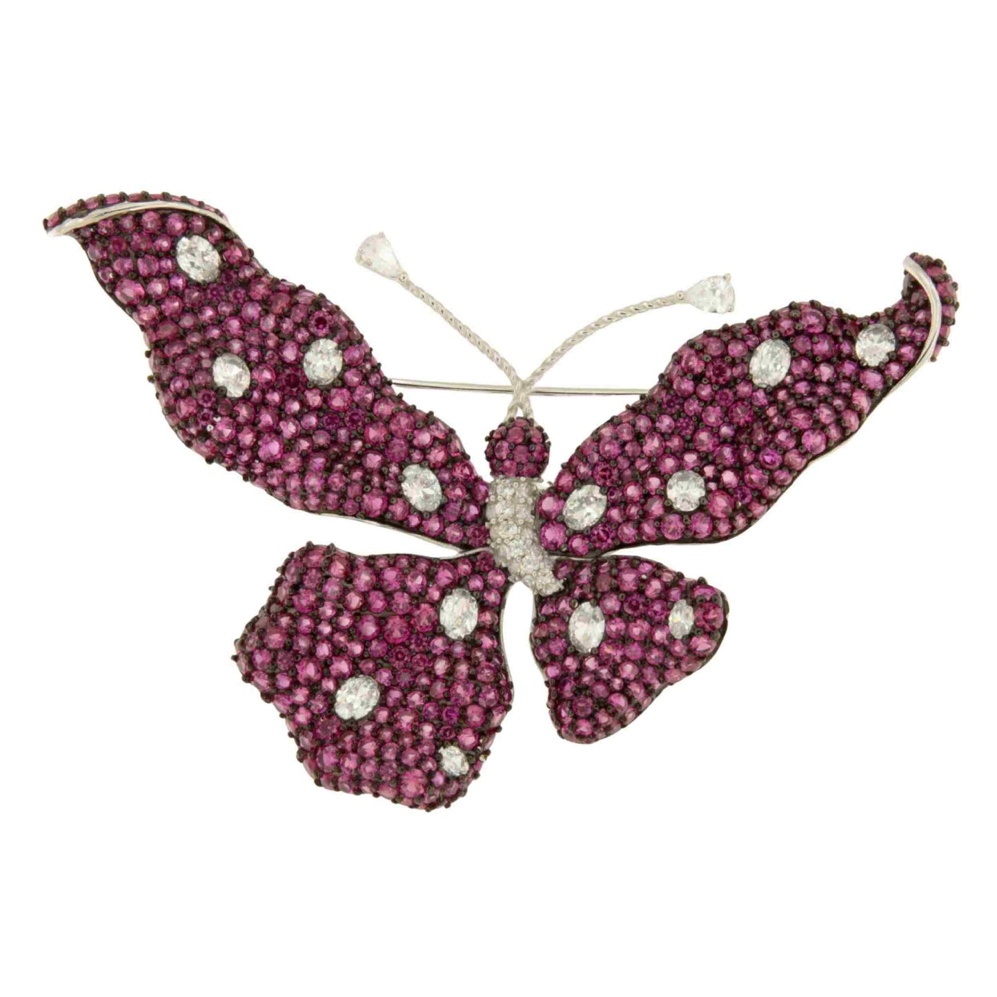 Broche FARFALLA de plata 925 ml con circonitas color rubi/ esmeralda