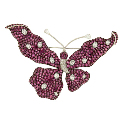 Broche FARFALLA de plata 925 ml con circonitas color rubi/ esmeralda