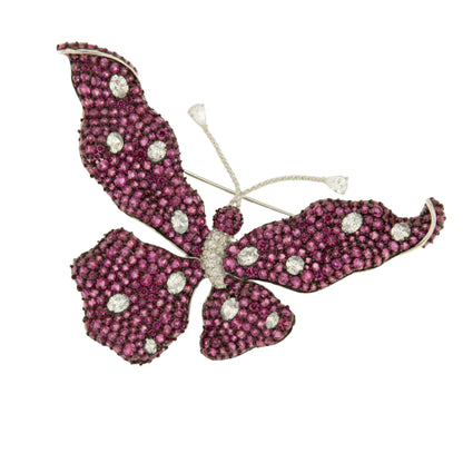 Broche FARFALLA de plata 925 ml con circonitas color rubi/ esmeralda