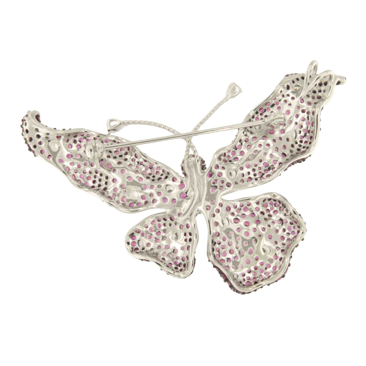 Broche FARFALLA de plata 925 ml con circonitas color rubi/ esmeralda