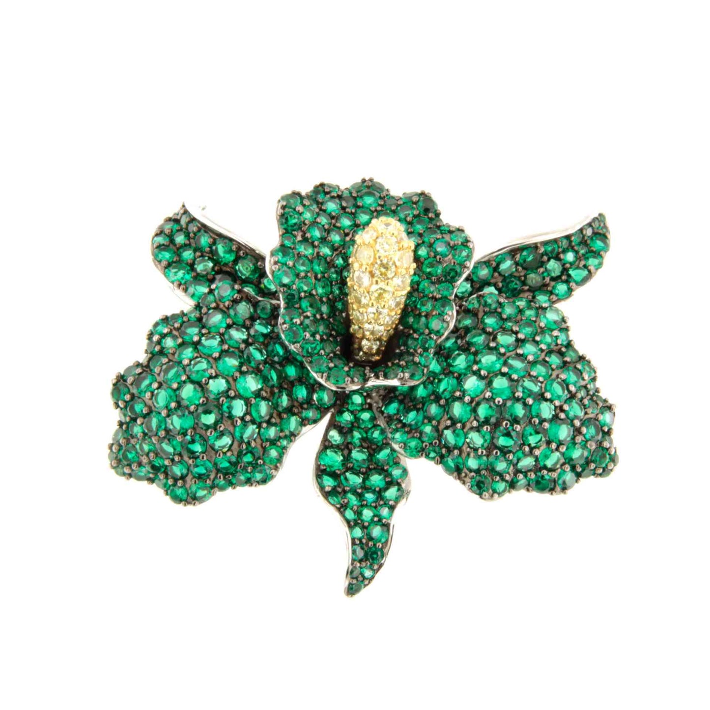 Broche FIORA de plata 925 ml con circonitas color rubi/ esmeralda/ zafiro