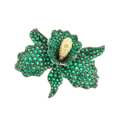 Broche FIORA de plata 925 ml con circonitas color rubi/ esmeralda/ zafiro