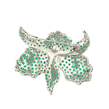 Broche FIORA de plata 925 ml con circonitas color rubi/ esmeralda/ zafiro