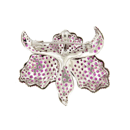 Broche FIORA de plata 925 ml con circonitas color rubi/ esmeralda/ zafiro